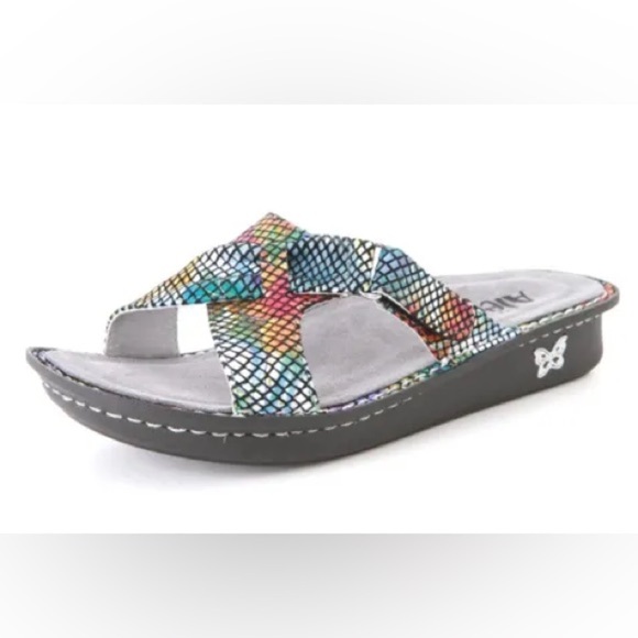 NWOB Alegria Violet Multi Floral Snake Leather Slip-On Sandals Sz EU 39 US 8.5 - Picture 10 of 14